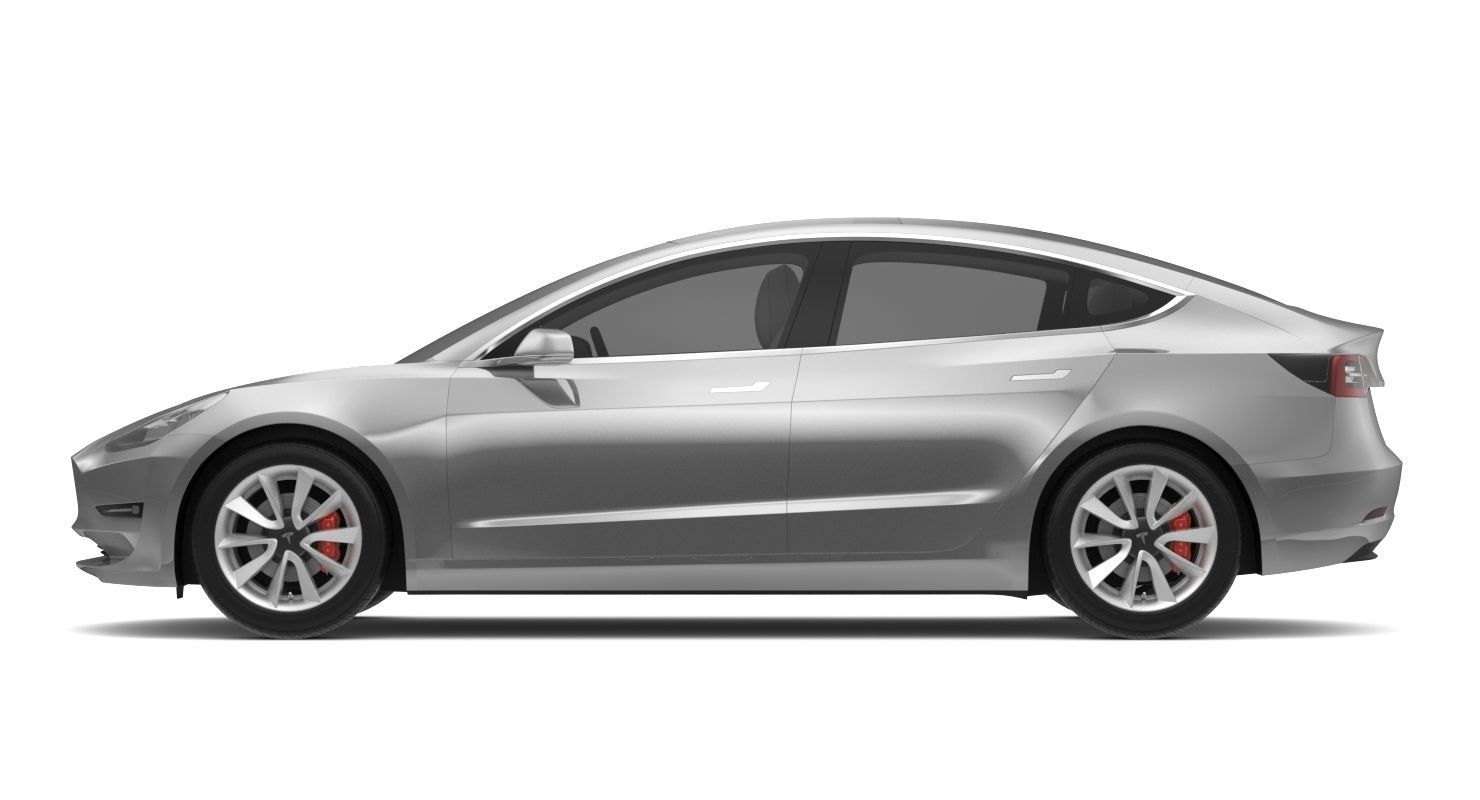 Tesla Model 3 Silver Metallic  3D model_4