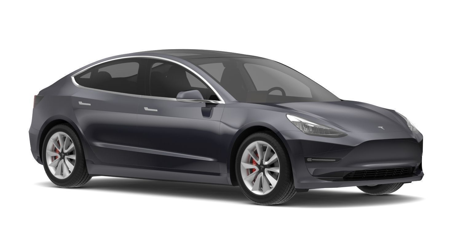 2018 Tesla Model 3 Midnight Silver Metallic 3D model | CGTrader