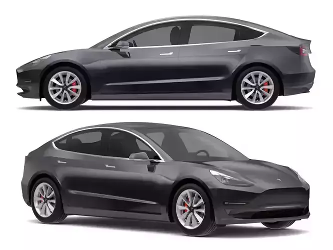 2018 Tesla Model 3 Midnight Silver Metallic  3D model