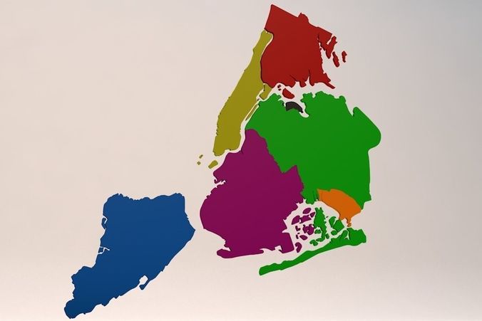 New York City 5 Boroughs Silhouettes Low Poly and High Poly Low-poly 3D model