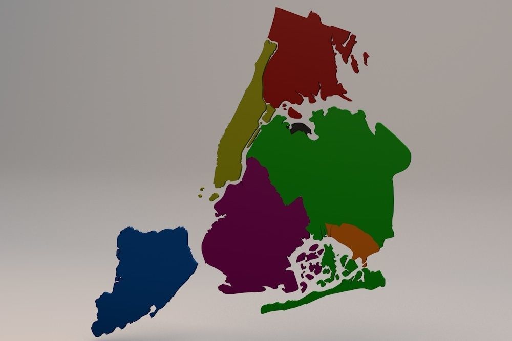 New York City 5 Boroughs Silhouettes Low Poly and High Poly Low-poly 3D model_1
