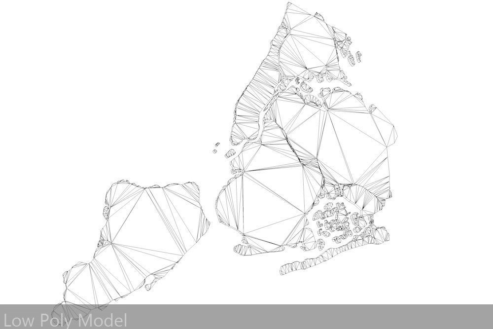 New York City 5 Boroughs Silhouettes Low Poly and High Poly Low-poly 3D model_6