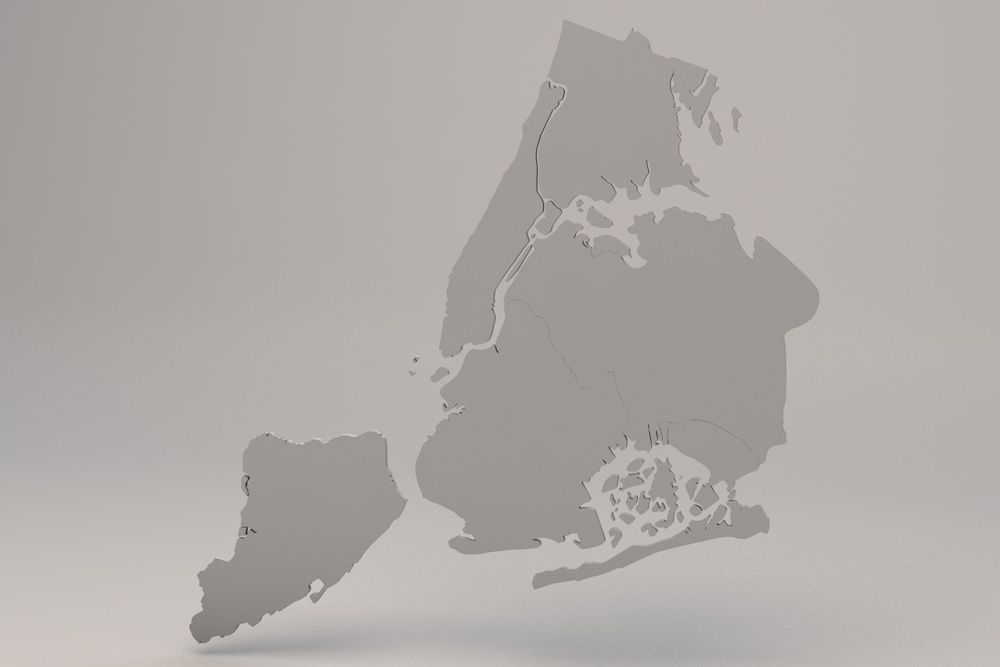 New York City 5 Boroughs Silhouettes Low Poly and High Poly Low-poly 3D model_2
