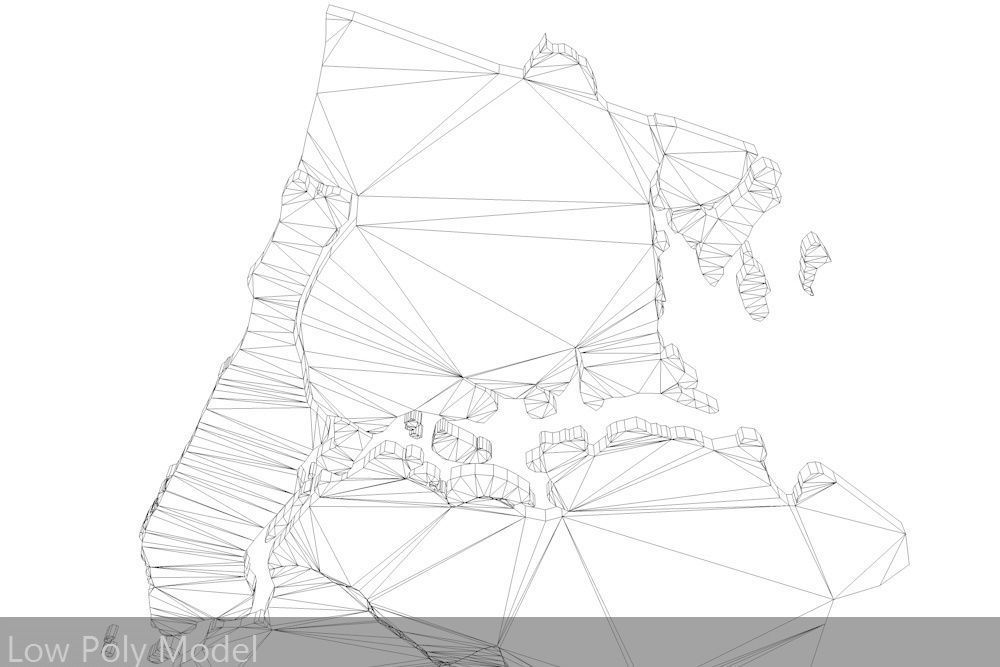 New York City 5 Boroughs Silhouettes Low Poly and High Poly Low-poly 3D model_8