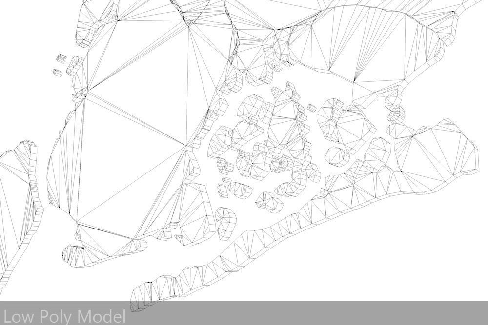 New York City 5 Boroughs Silhouettes Low Poly and High Poly Low-poly 3D model_7