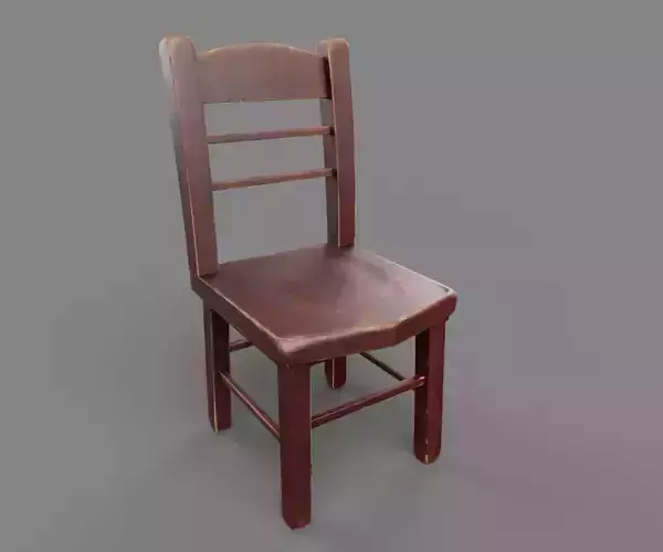 Chair wooden Low-poly 3D model