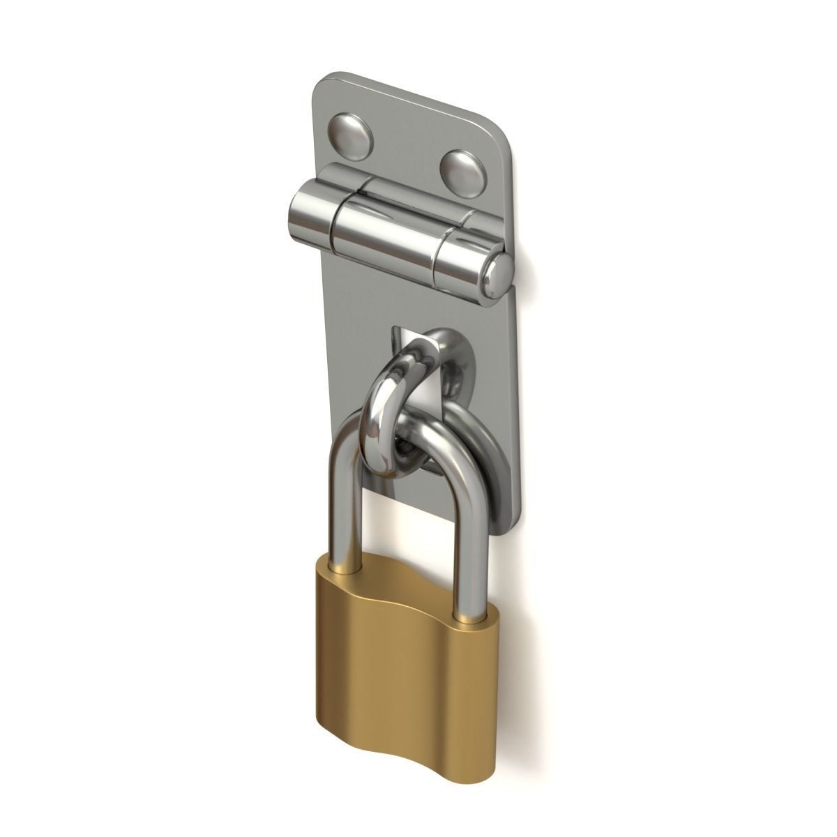 Latch with Padlock 3D model_1