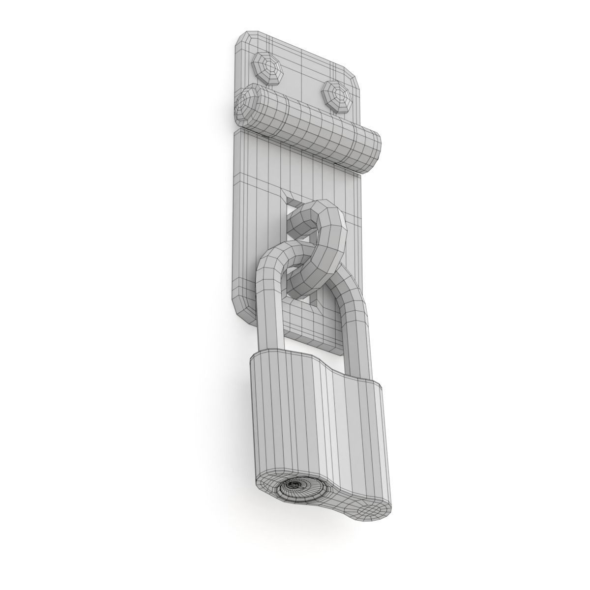 Latch with Padlock 3D model_11