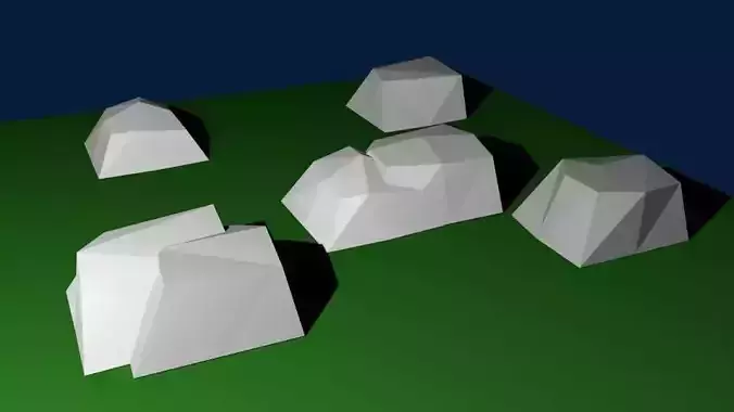 Low-Poly Rocks Model set of polygonal on field