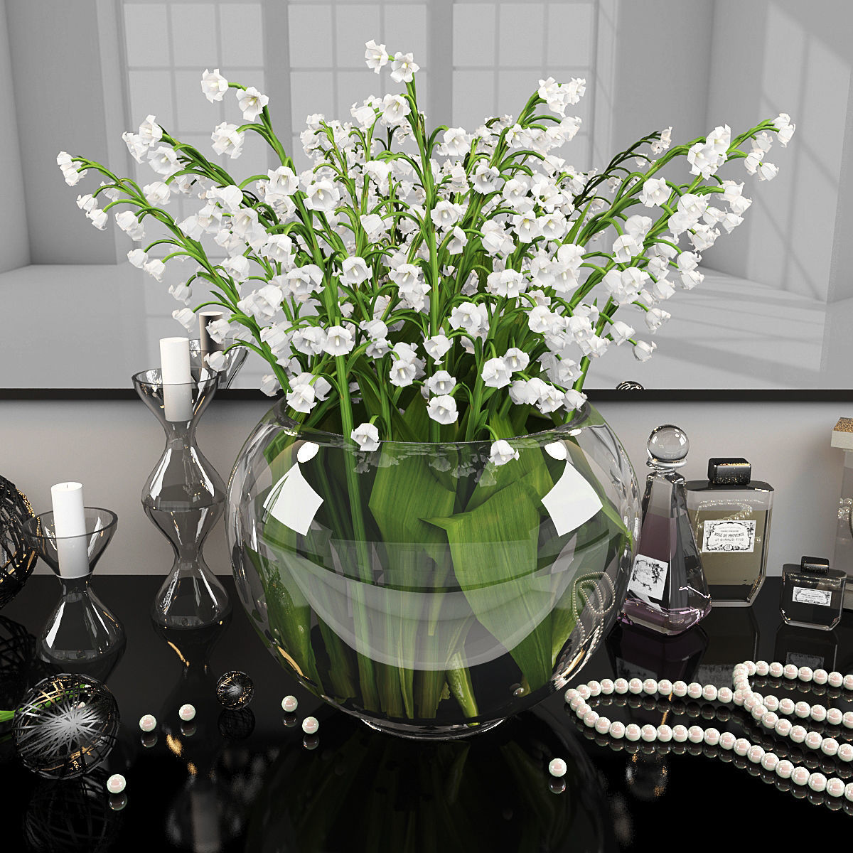 Decorative set-5 living room Low-poly 3D model_1