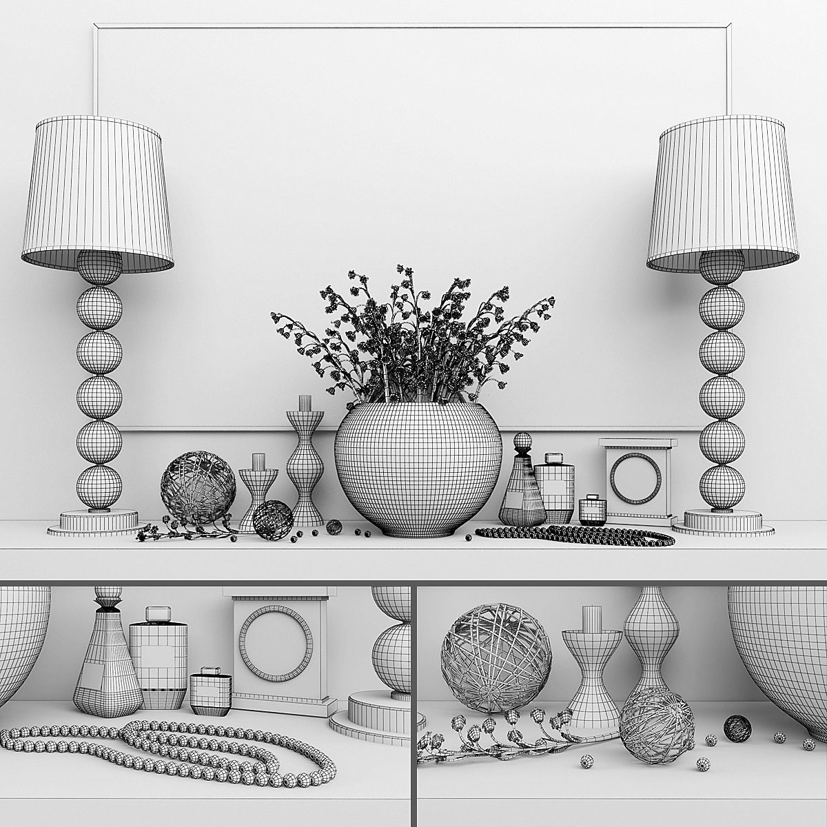 Decorative set-5 living room Low-poly 3D model_2