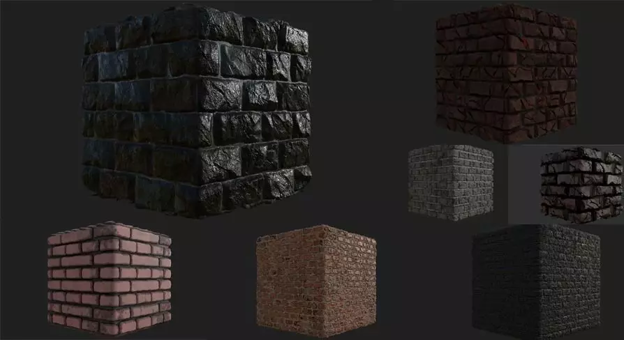 Brick Wall materials 3D model_0