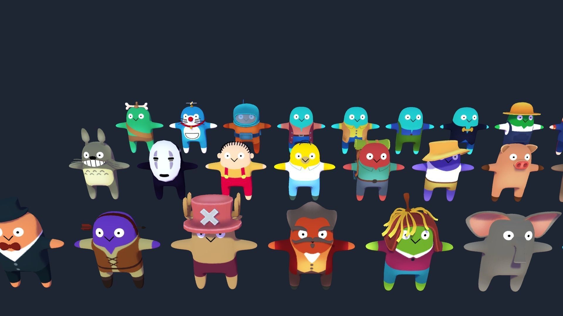 Cartoon characters complete pack Low-poly 3D model_2