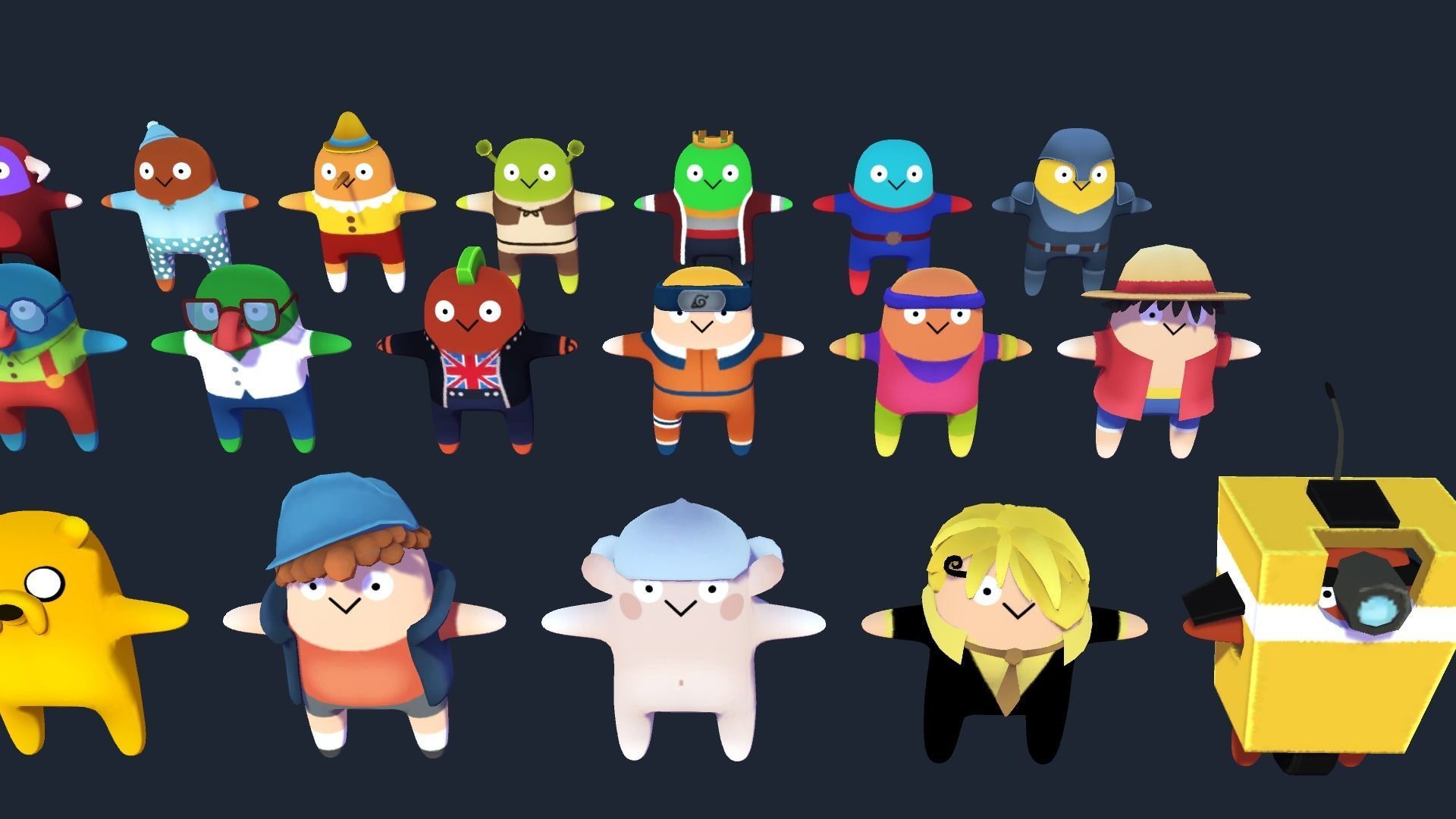 Cartoon characters complete pack Low-poly 3D model_4