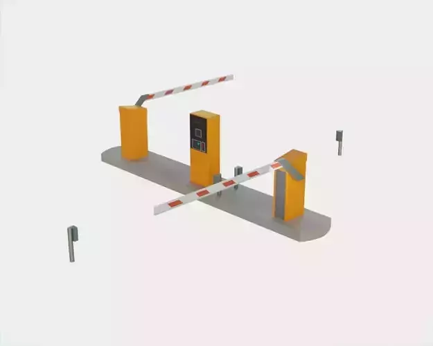 Barrier Gates Ticket Machine Parking Lot Lowpoly Low-poly 3D model