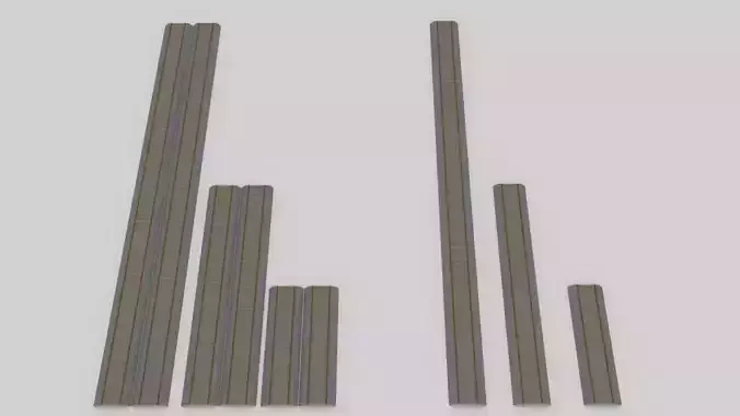 3D Model of 6 Pieces of Straight Track Free 3D model