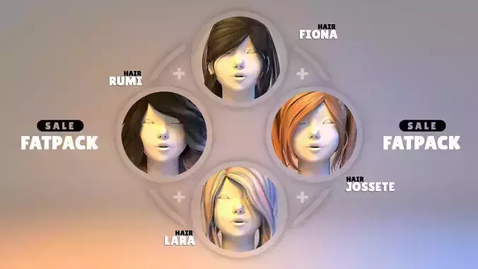 Lara - Josette - Rumi - Fiona Hair FATPACK