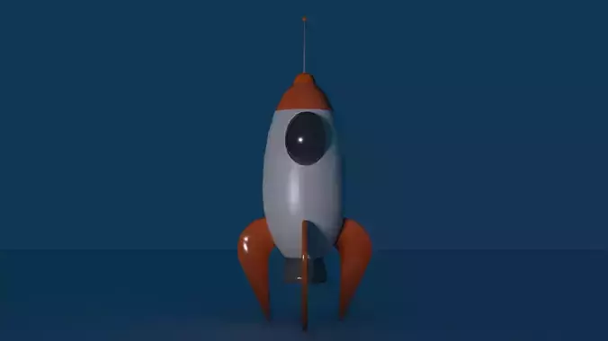 cartoony rocket low poly 3d model 