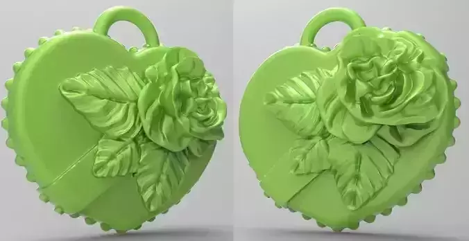 Rose on heart 3D print model