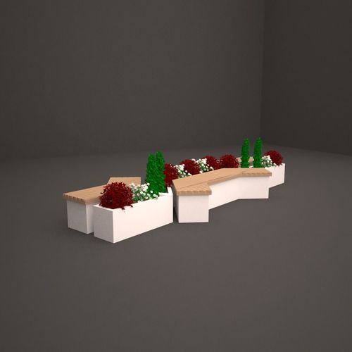 bench garden with plants and flowers 3D model | CGTrader