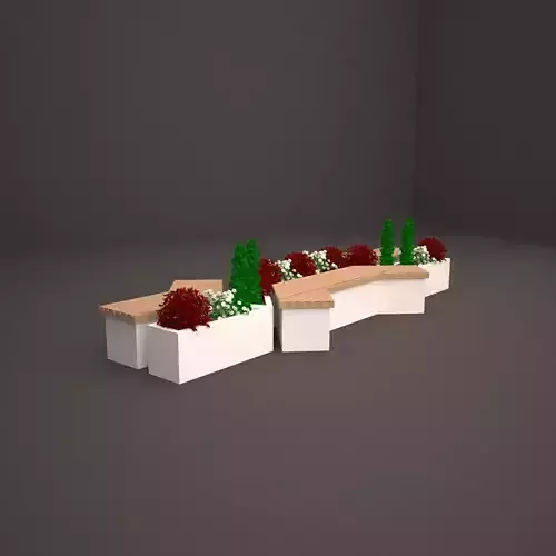 bench garden with plants and flowers