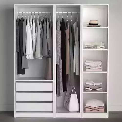 wardrobe ikea with drawers 3D model