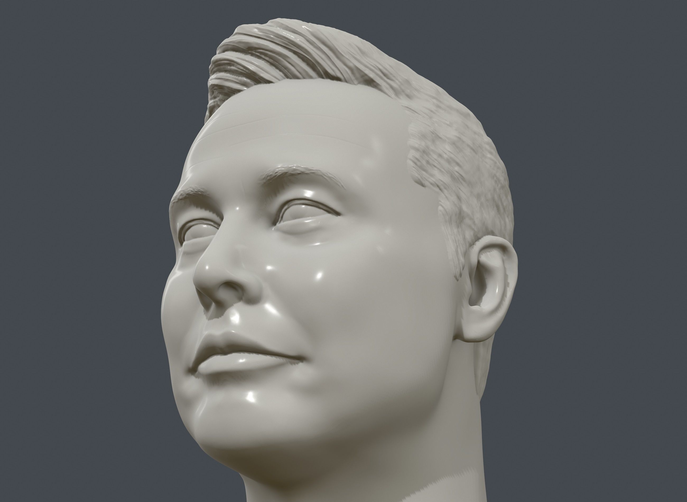 Elon Musk 3D printable portrait sculpture  3D print model_9