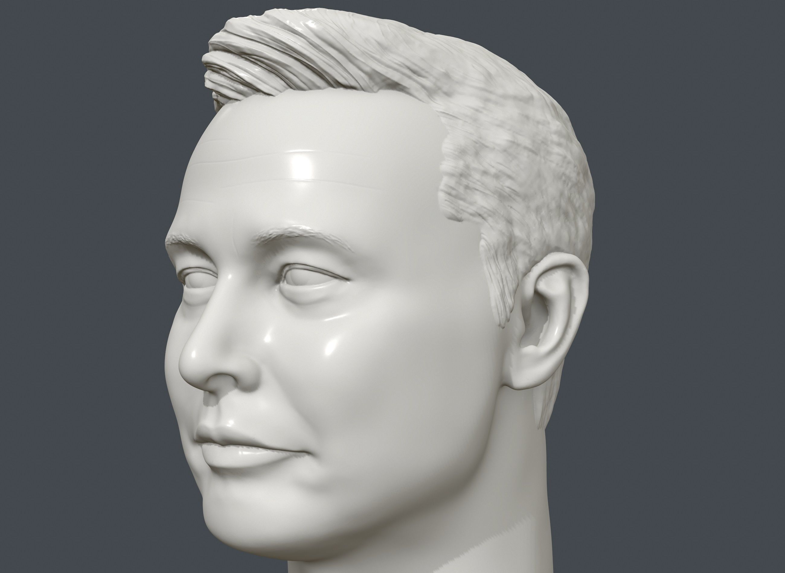 Elon Musk 3D printable portrait sculpture  3D print model_10