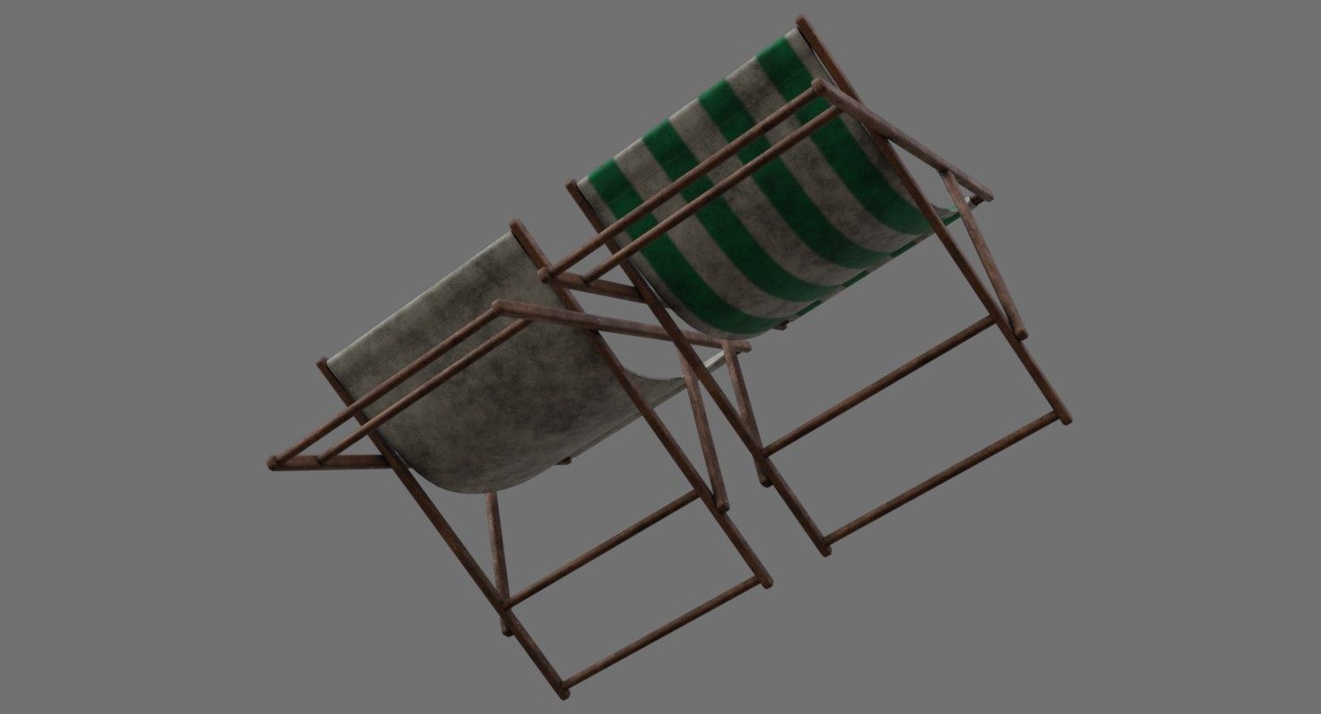 Beach Chair 1B Low-poly 3D model_2