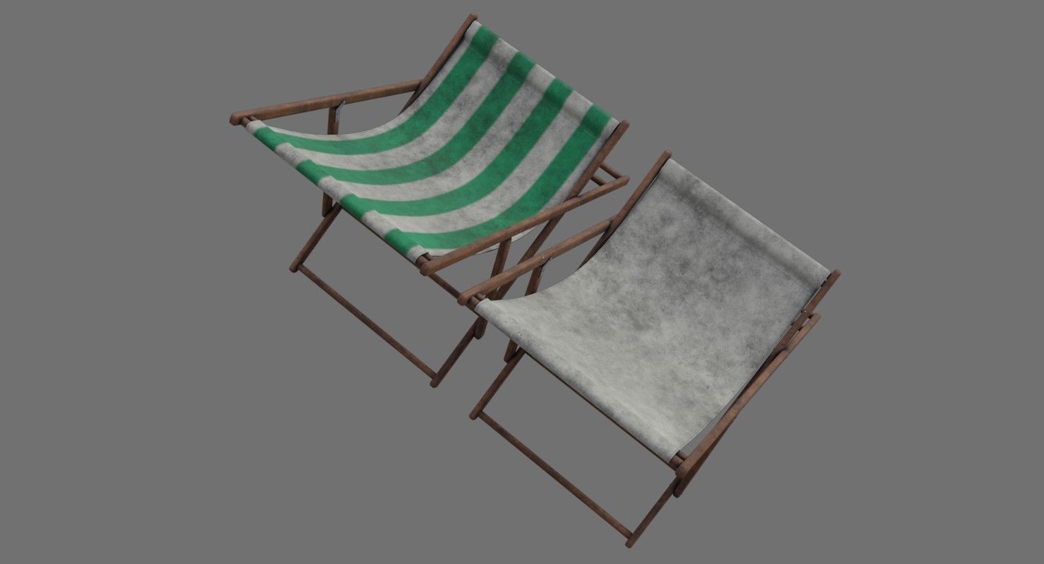 Beach Chair 1B Low-poly 3D model_1