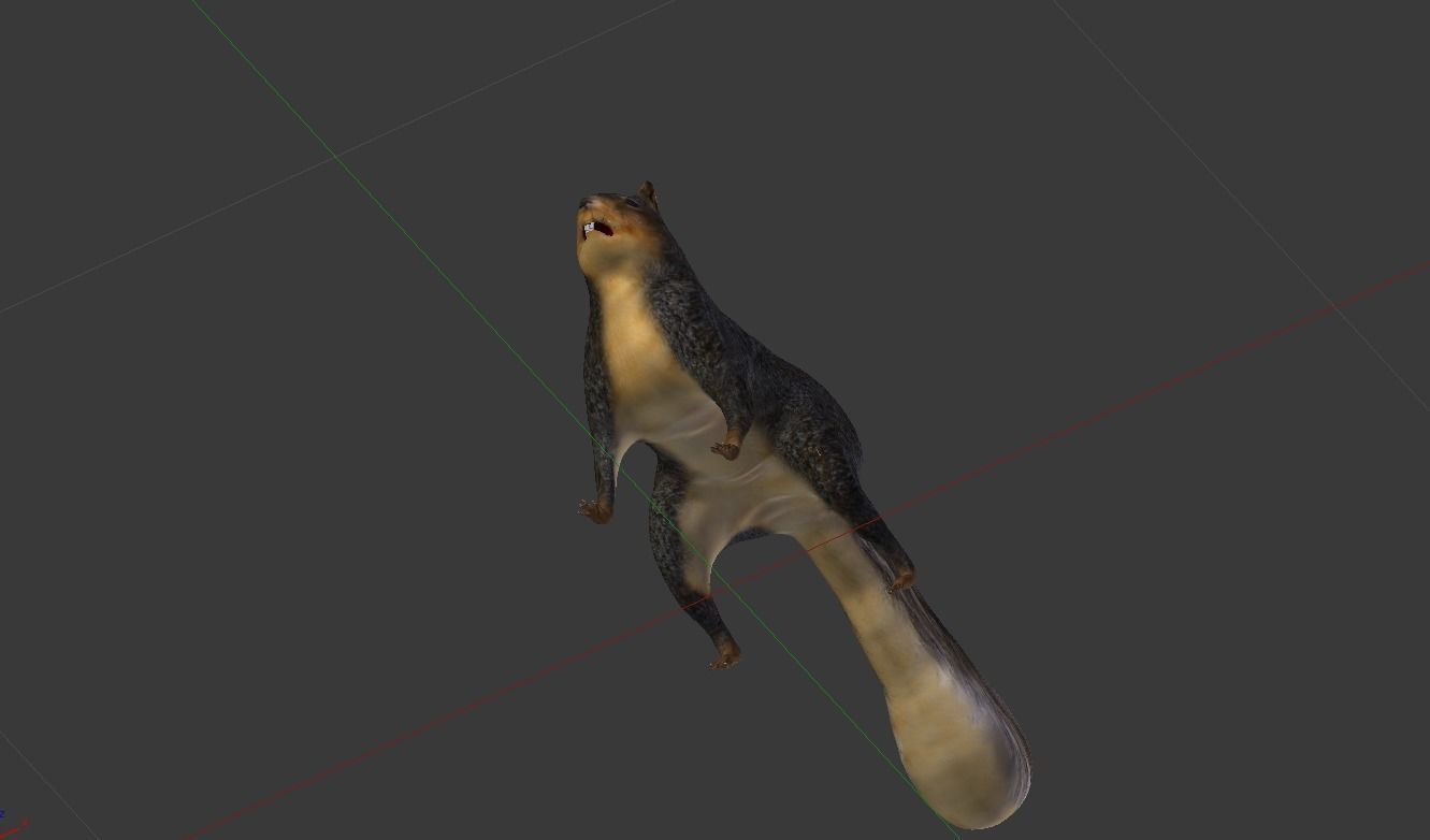 Fox Squirrel Low-poly 3D model_3