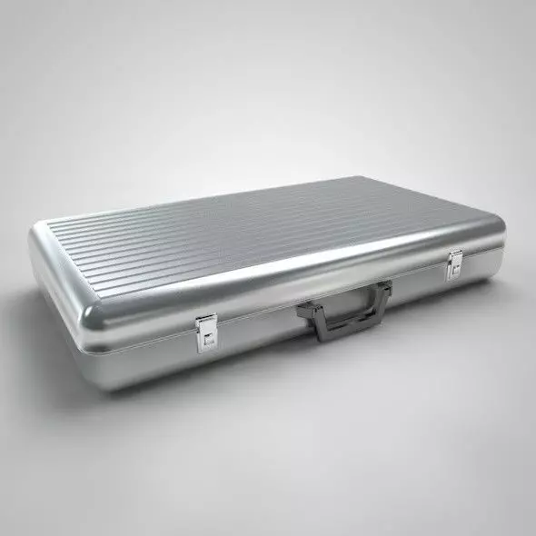 Metal Aluminum Briefcase 3D model_0