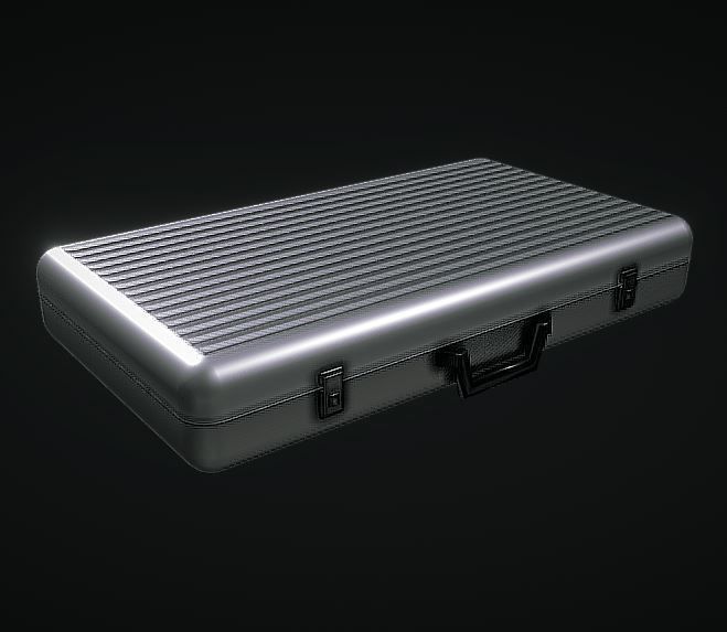 Metal Aluminum Briefcase 3D model_3