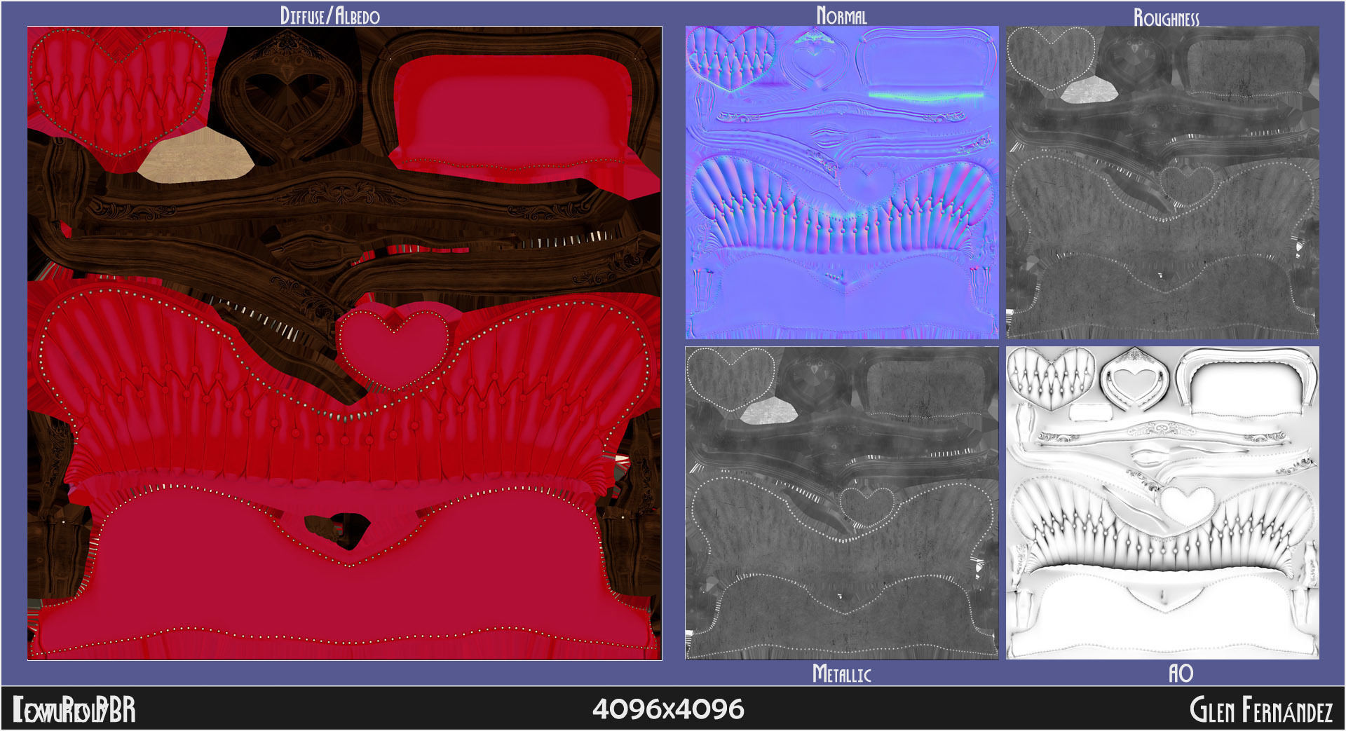 Antique Victorian Love Seat Sofa Furniture Low-poly 3D model_11