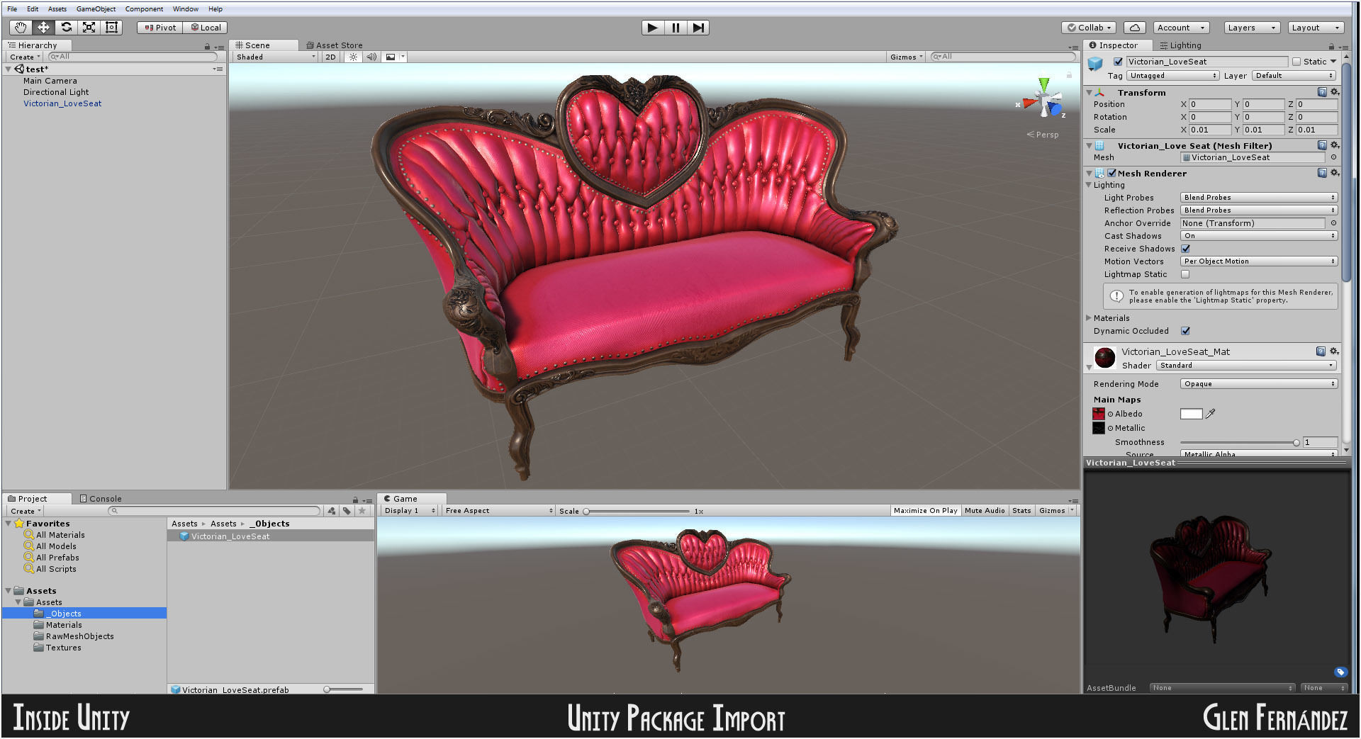Antique Victorian Love Seat Sofa Furniture Low-poly 3D model_10