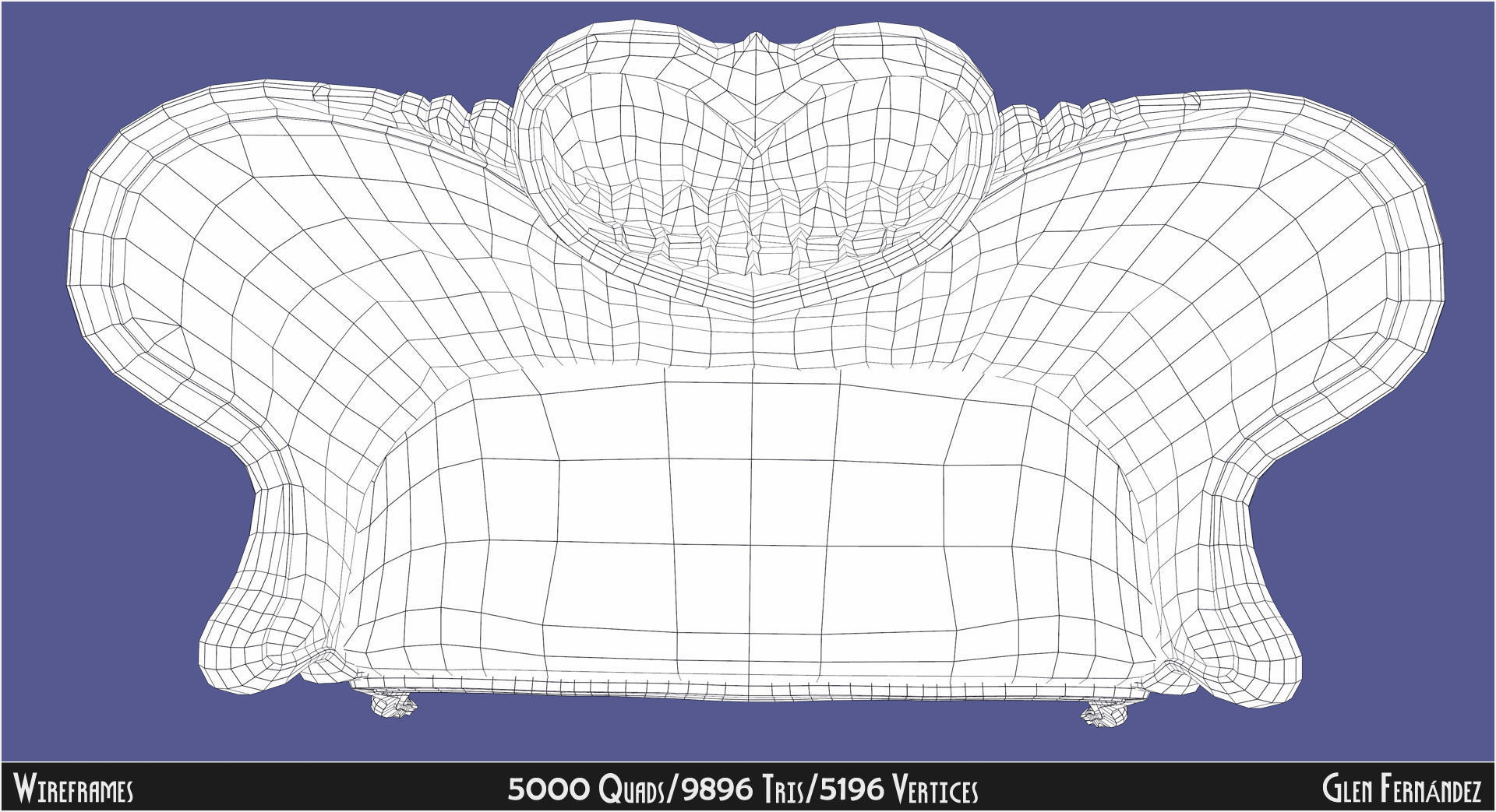 Antique Victorian Love Seat Sofa Furniture Low-poly 3D model_9