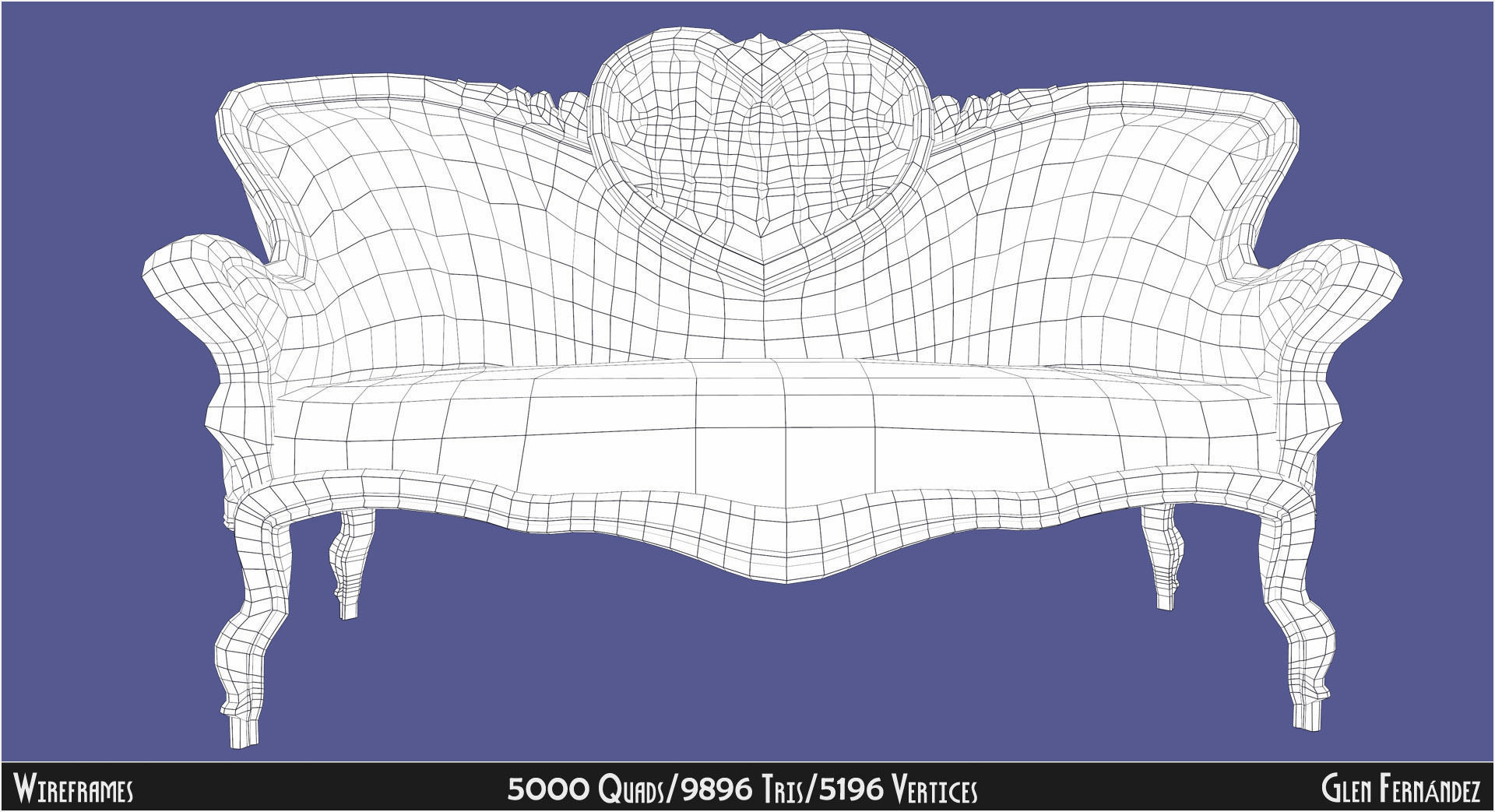 Antique Victorian Love Seat Sofa Furniture Low-poly 3D model_7