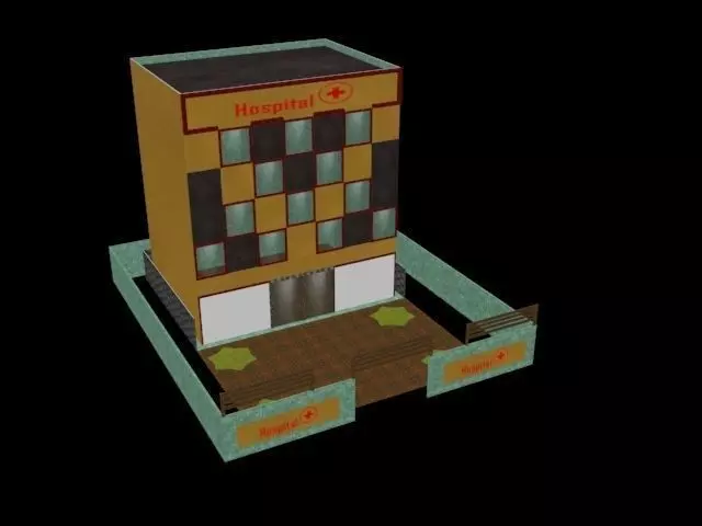 Hospital hotel building Free low-poly 3D model