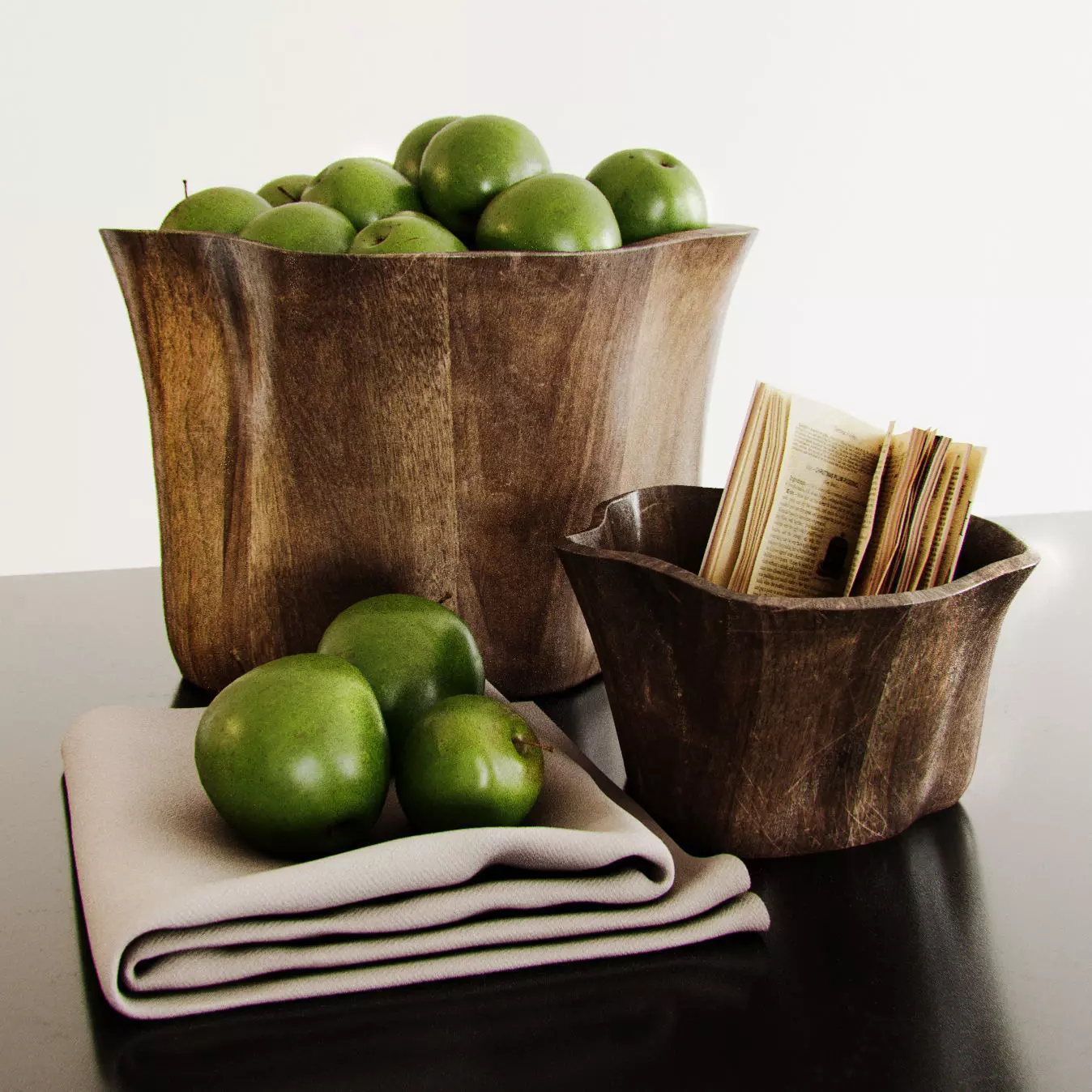 Kitchen set 2 Green Apples 3D model_0