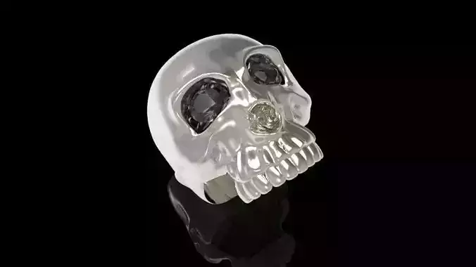 ring skull with diamonds skeleton 3D print model