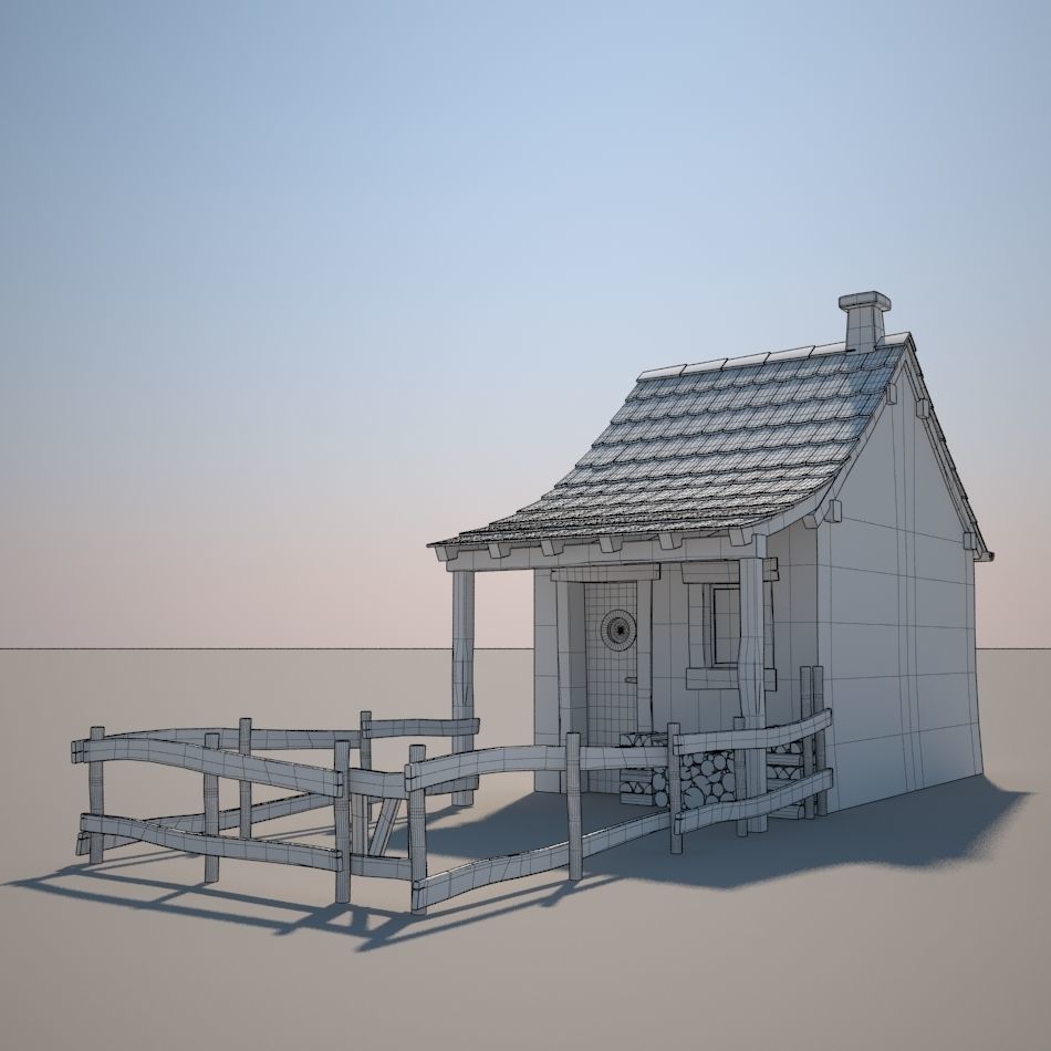 Cartoon Medieval House 02 3D model_3