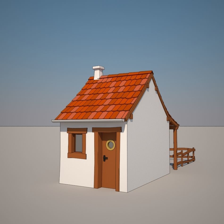 Cartoon Medieval House 02 3D model_2