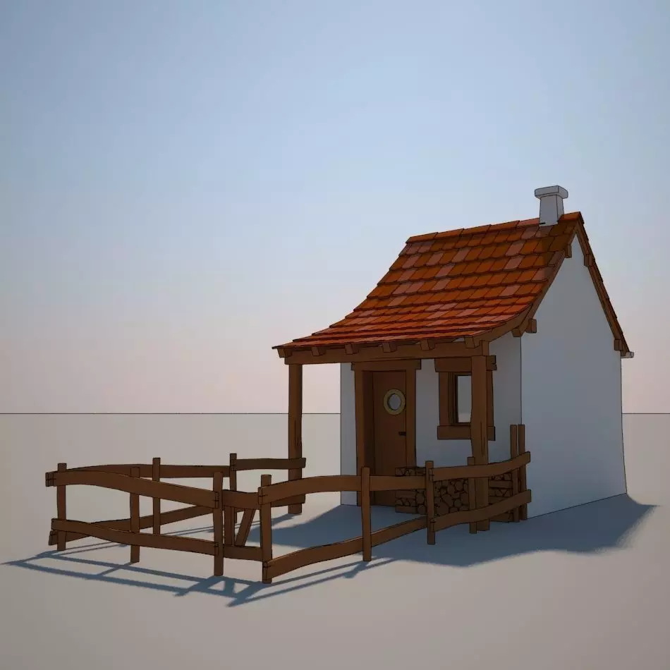 Cartoon Medieval House 02 3D model_0