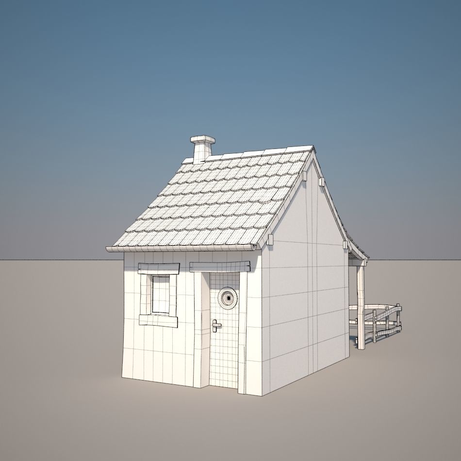 Cartoon Medieval House 02 3D model_5