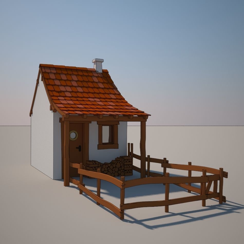 Cartoon Medieval House 02 3D model_1