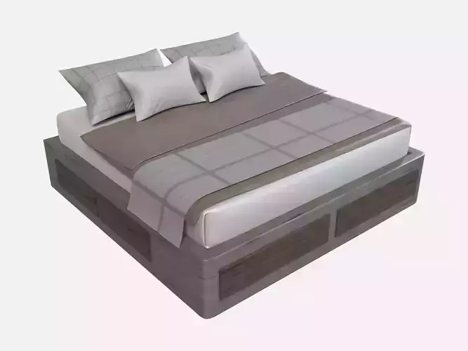 Bed Modern wood - BedKing 3D model