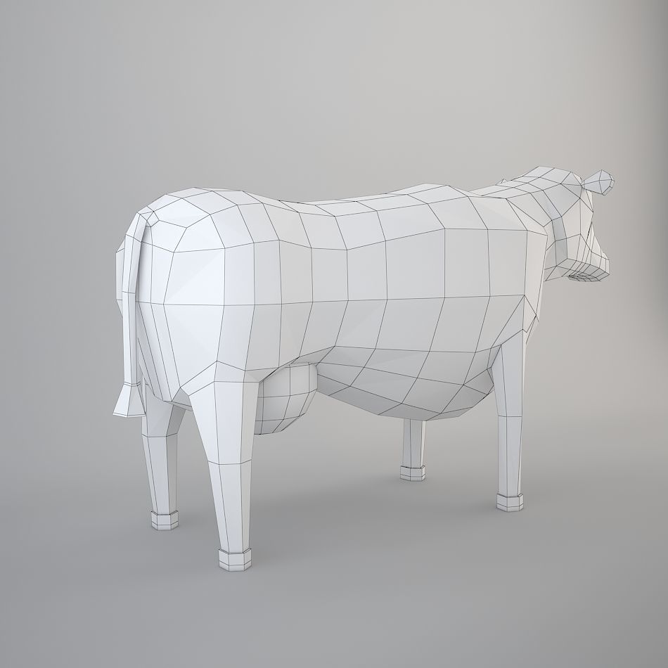 Cartoon Cow 3D model_4
