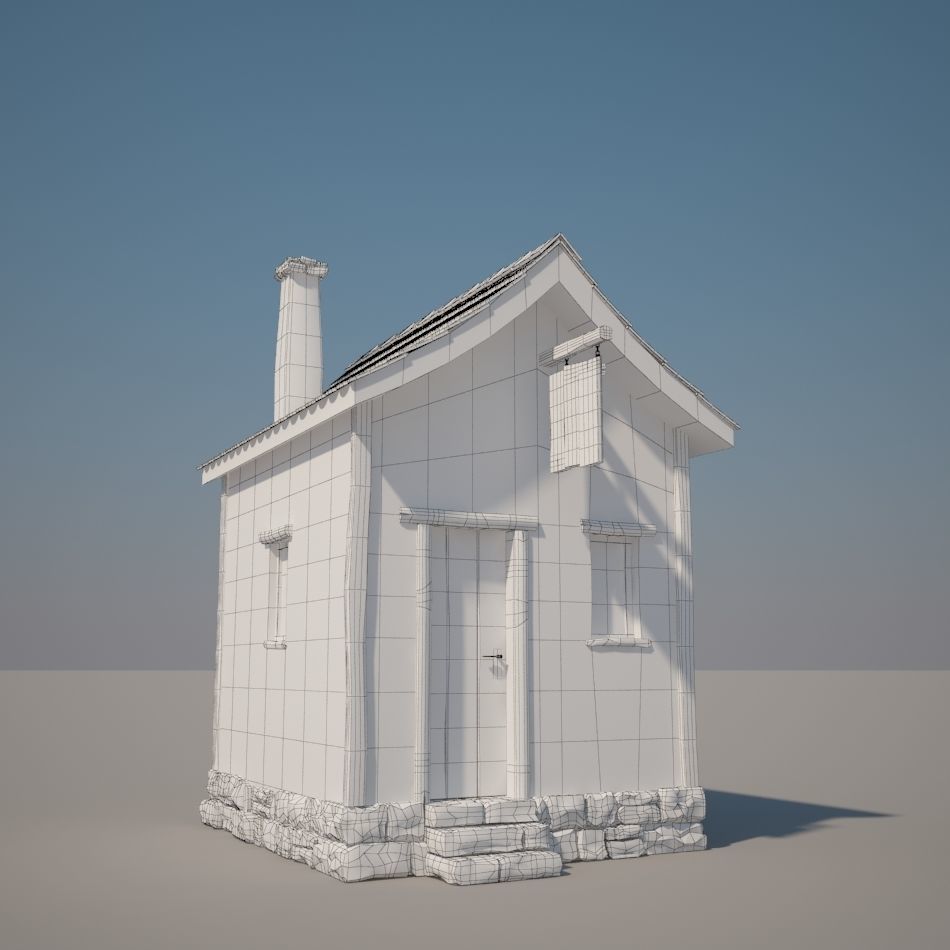 Cartoon Medieval House 01 3D model_3