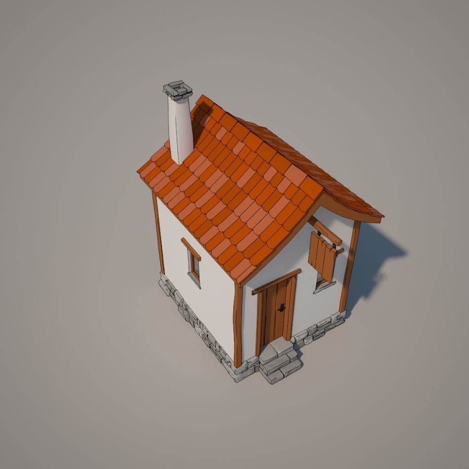 Cartoon Medieval House 01 3D model_1