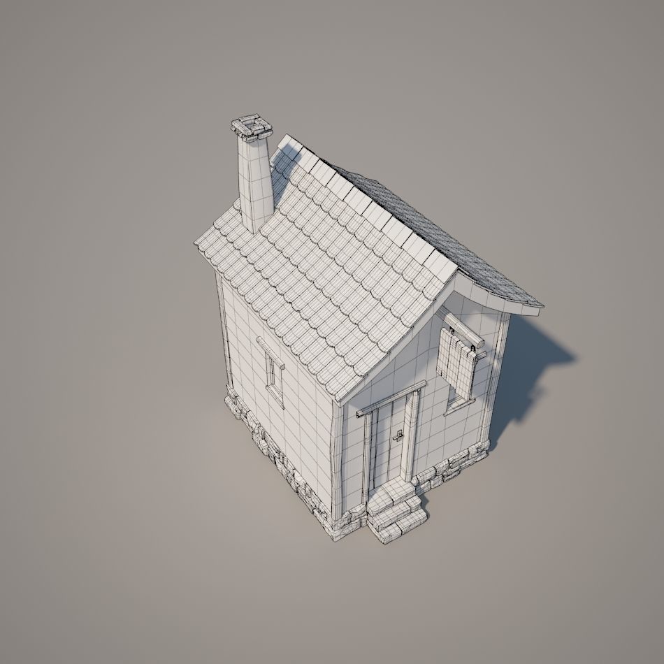 Cartoon Medieval House 01 3D model_4